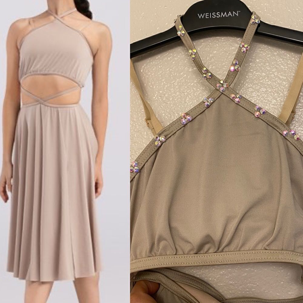 Weissman Elite dance costume tan beige maxi dress Bonfire
D13222 Child IC 7/8